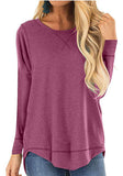 Women's Clothing 2025 Autumn And Winter Round Collar Long-Sleeved T-Shirt Solid Color Loose Top Before The Short And Rear Long Tuxedo Women's