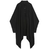 Yamamoto Style Black Shirt Gothic Dark Aesthetic Irregular Blouse Japanese Fashion Designer Clothes Oversized Shirts