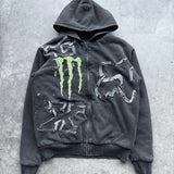 Popular Zipper Jacket New Retro Hoodie Men's And Women's Coat