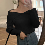 Solid Lapel Neck Fuzzy Sweater-Outfit