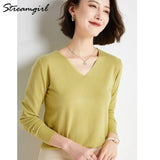 Women's Sweater 2021 White Jumper V Neck Ladies Winter Clothes Women Sweater Knitted Pullovers Sweaters For Women Fashion