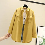 Blouses Shirts Tunic Womens Tops And Blouses 2020 Womenswear Long Sleeve Clothing Button Up Down White Double Pockets