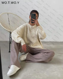 WOTWOY Autumn Winter Thickening Oversized Sweater Women Long Sleeve Casual Loose Pullovers Female Cashmere Solid Knitted