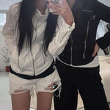 Autumn / Winter Women's Wear Online Celebrity Blogger Spice Girls Street Handsome Industrial Style Zippers Show Thin Jackets-Outfit