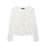 New Asymmetric Button Decoration Knitted Cardigan Jacket