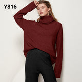 Elegant Solid Knitted Two Piece Set Women Turtleneck Batwing Long Sleeve Loose Sweater Full Length Casual Wide Leg