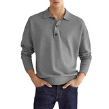 Wish Autumn Long-Sleeved V-Neck Button Men's Casual Polo