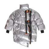 Patchwork Ribbons Irregular Women's Down Jacket Lapel Collar Long Sleeve Warm Cotton Coats Female Autumn Winter