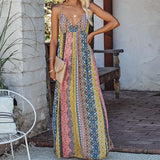 Summer Wishv Collared Sling Print Large Swing Dress Women's
