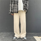 Trousers Men's Version Of The Trend Autumn And Winter Loose Drop Feeling Mop Straight Trousers Ins Harbor Style Vintage Daddy Pants-Outfit