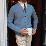 New Knitted Sweater Men's Spring And Autumn Trend Solid Color Blouse Youth Thin Business Leisure Sweater Cardigan-Outfit