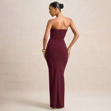 Women's Autumn New Solid Color Folds Wrapped With Sleeveless Long Dress