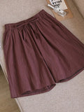 Length Cotton Linen Shorts Women Summer 2022 Elastic Waist Basic Short Pants Linen Loose Women's Bermuda Shorts For