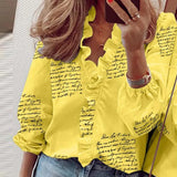 Boho Floral Print Slim Shirt Office Lady Retro Tops Women Casual Short Sleeve Sexy V-neck Ruffles Blouse 2022