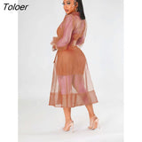 Sexy European and American Hip Dresses Fall 2023 Mesh Long Sleeve Suit Dress Fashion Temperament Fashion Women's
