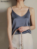 2022 Summer Fashion Silk Vest Tanks Women Basic Satin Sling Tops Versatile Solid Loose Sling Camis Female Tank