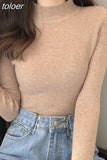 Women Pullovers Sweater Autumn Winter Turtleneck Knitted Sweater Women Long Sleeve Tops Short Slim Sweaters Girls Clothes