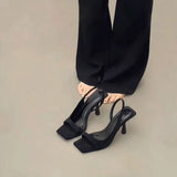 High-End Feeling! Ladies Do Not Tired Feet Sandals With Skirts With Fine Heel Trip With Black High-Heeled