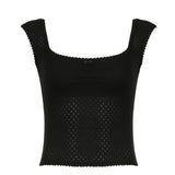 Style Small Lace Pleated Square Collar Short-Sleeved T-Shirt Ins Girls Fresh Wear Bare-Back Blouse 2024-Outfit