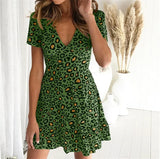 Dress Women V-neck Mini Dress 2022 Summer Dresses Casual Female Short Sleeve Dress Slim Fit Women Clothes Mini