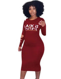 Letter Print Ripped Long Bodycon