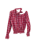 Xixi 2025 Spring New Temperament Retro Ins Round Neck Tucked Blouse Female