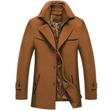 Winter Brand Men Solid Wool Blend Coat Men Fashion Casual Double Collar Wool Overcoat Thick Warm Wild Wool Coats