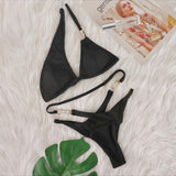 Toloer 2024 New Sexy Bikini Crystal Diamond Stripe Band Split Women's Swimsuit Luxury