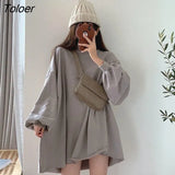Pullover Women 2022 Spring Autumn Thin Pullover Loose Lazy Korean The Bottoms Missing Mid-length Crewneck