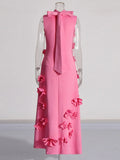 Spring 2025 New Fashion Sexy Sleeveless Three-Dimensional Flower Splicing Design Slimming Long