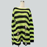 Gothic Punk Hole Stripe Tshirt Women Pastel Goth Fairy Grunge Harajuku Top Oversized Dark Aesthetic Emo alt
