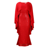 Women's Spring New Fashion Chiffon Cloak Cane Cown Banquet Party Dress