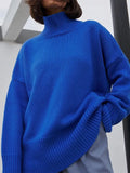 Purple Sweater Women Oversize Pullovers Solid Casual Turtleneck Sweaters Autumn Spring Ladies Jumpers Sweaters For