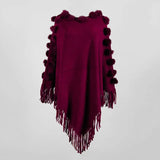 Cloak Sweater Shawl Outwear Warm Tassel Shawl Hairball Knitted Women Casual Loose Poncho Cape Coat Cloak Knitting