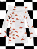 Tops Summer Woman Tshirts Slash Neck Long Sleeve Print Tees Streetwear Sexy Tunic T Shirt Korean Casual Fashion Y2k T-shirt-Outfit
