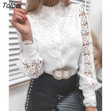 Women's Blouse Vintage Lace Spliced Long Sleeve Pink Button Up Woman Shirt Tops 2022 Fashion Casual Ladies Blouses