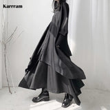 Yamamoto Style Black Shirt Gothic Dark Aesthetic Irregular Blouse Japanese Fashion Designer Clothes Oversized Shirts