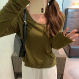 Egg Collar Tencel Long-Sleeved T-Shirt Women Wear The New Soft Waxy Skin Bottoming Shirt In Spring-Outfit