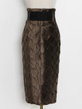 Patchwork Belt Skirts For Female Solid Color High Waist Slimming Women's Elegant Skirt Fashion Autumn New