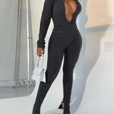 Sisterlinda Autumn Yarn Farbic Women Patchwork Jumpsuits Long Sleeve Single Breasted One Piece Playsuits Female Matching