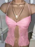 Crop Top y2k Aesthetic Spaghetti Strap Sleeveless Lace Camisole Women Halter Tank Streetwear-Outfit
