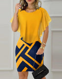 Summer New Vintage Chiffon Round Collar Elegant Fake Two Dresses In Stock-Outfit