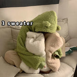 QWEEK Kawaii Bear Ears Hoodie Women Autumn Winter Zip Up Fleece Cute Top Korean Style 2021 Soft Girl Cotton Long Sleeve