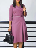 Women's New V-Neck Fashion Temperament Folds Elastic Temperament Elegant African