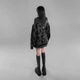 QWEEK Leopard Print Sweater Harajuku Knitted Cardigan Oversized Streetwear Gothic Style Long Sleeve Women's Jumpers 2021