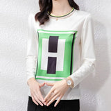 style Women's shirts Casual silk Tshirt Tops T Shirt Basic bottoming shirts Ladies o-neck Long Sleeve Tee