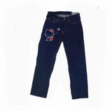 Autumn New Casual Wide-Leg Pants Street Trend Hello Kitty Printed Jeans Loose Straight Pants-Outfit