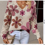 Coarse Needle Hot Selling 3D Digital Printed Lady V Collar Autumn Winter