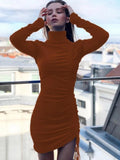 Sexy Velvet High Collar Long Sleeve Rope Pucker Club