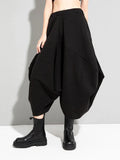 High Elastic Waist Black Irregular Big Size Long Trousers New Loose Fit Pants Women Fashion Spring Autumn 2023
